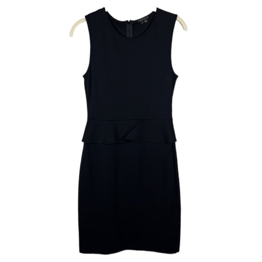 Theory Black Peplum Cocktail Party Mini Dress Size S